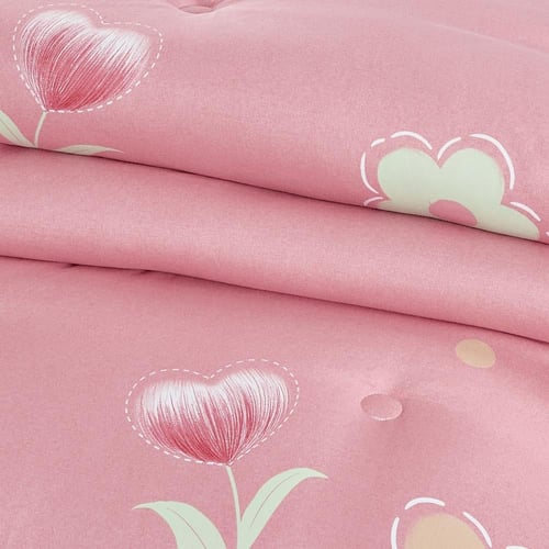 مفرش صيفي مفرد ونص 4 قطع - اطفال - وردي - رمادي