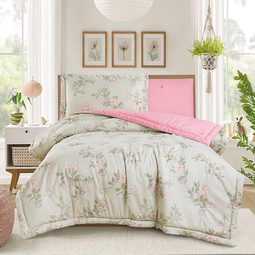 مفرش صيفي مفرد ونص 4 قطع - ليتون - أخضر فاتح - زهر...