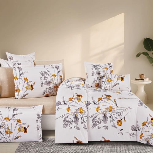 مفرش صيفي مزدوج 10 قطع - بريسا - كريمي - بيج غامق