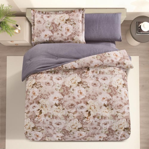 مفرش صيفي مفرد ونص 4 قطع - ليتون - بيج - رمادي غام...