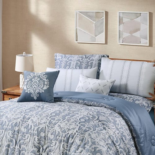 مفرش قطن عالي النعومة مزدوج 300 غرزه 8 قطع - ايليو...