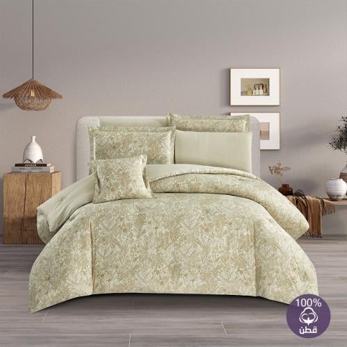 مفرش قطن صيفي مزدوج 8 قطع - افاليون - اخضر