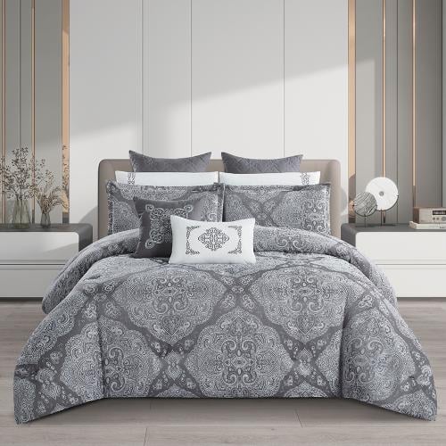 مفرش صيفي فاخر مزدوج جاكار مطرز 12 قطعة – لوتشيني...