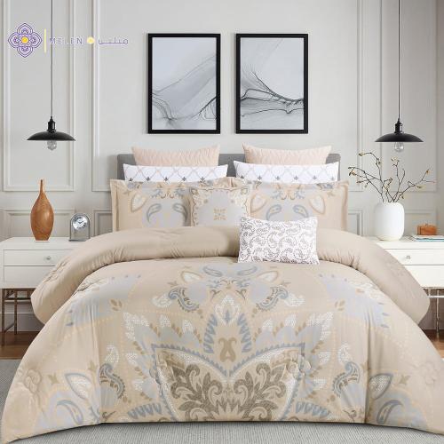 مفرش صيفي مزدوج 10 قطع - ريفيرا - بيج غامق