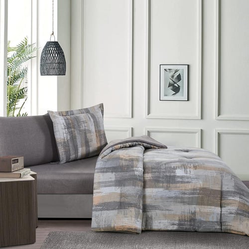 مفرش قطن صيفي مفرد ونص 4 قطع - فاليريا - رصاصي - ر...