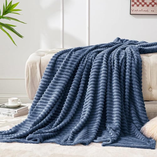 بطانية مخمل محفور اكاسيا 200 × 230 -كحلي