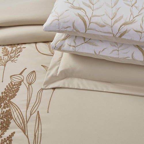 مفرش صيفي مزدوج مطرز فاخر 7 قطع - يودوكيا - بيج فا...