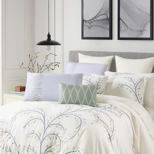 مفرش صيفي مقاس كوين 12 قطعة - كلاريس - سكري غامق