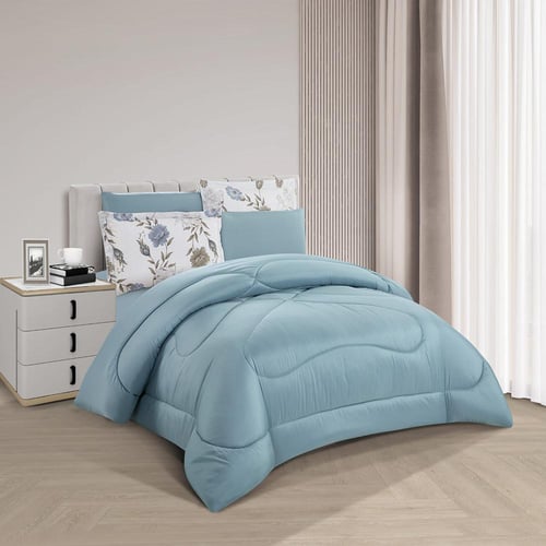 مفرش صيفي مفرد ونص 4 قطع - غاردينا -سكري - ازرق