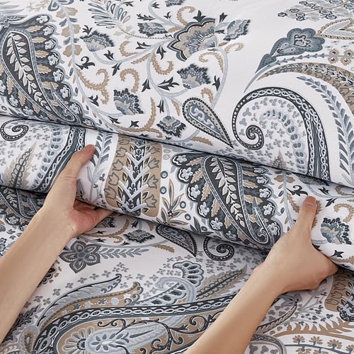 مفرش قطن صيفي مقاس كوين 8 قطع - نوفارين - اوف وايت...