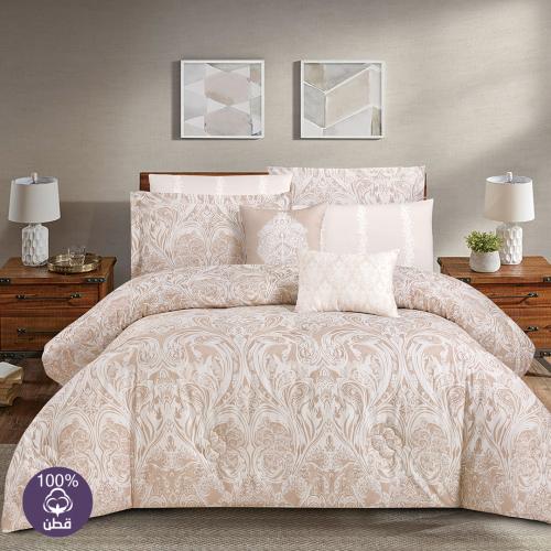 مفرش قطن عالي النعومة مزدوج 300 غرزه 8 قطع - ايليو...