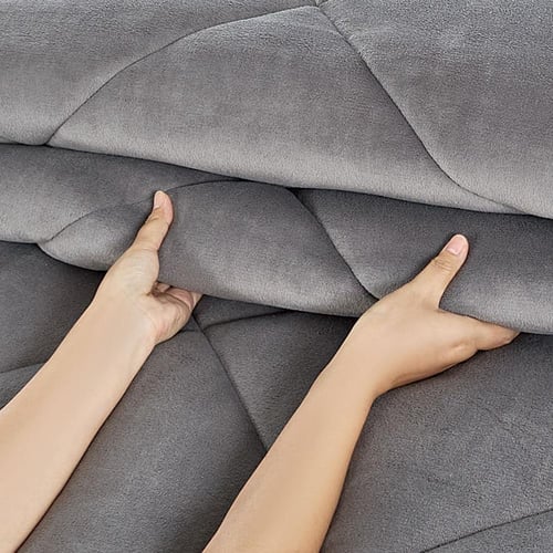 مفرش شتوي مخمل فرو مقاس كوين 6 قطع - لوريفا -رمادي...