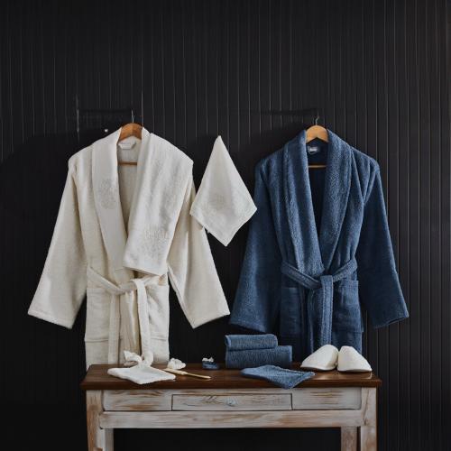 طقم روب عرائسي قطن 13 قطعه - ميرين - كحلي - سكري