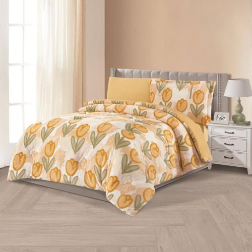 مفرش شتوي مخمل مفرد ونص 4 قطع - تالورا - كريمي - أ...