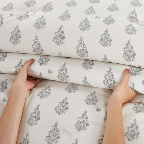 مفرش قطن صيفي مفرد ونص ٤ قطع - نولين - كريمي - رما...