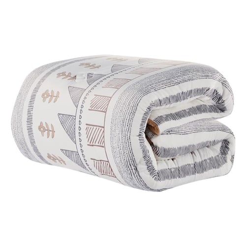 مفرش شتوي مزدوج مخمل 6 قطع - هيذر - أبيض - بني