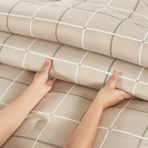 مفرش صيفي مفرد ونص 4 قطع - اليساندرا - بيج - رمادي