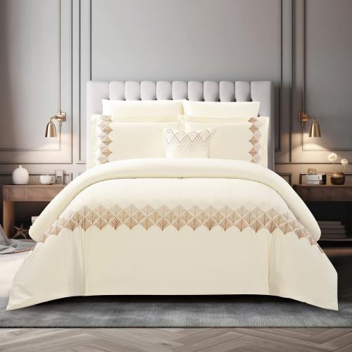 مفرش قطن مطرز حشوة متحركة صيفي مزدوج 9 قطع - لينوف...