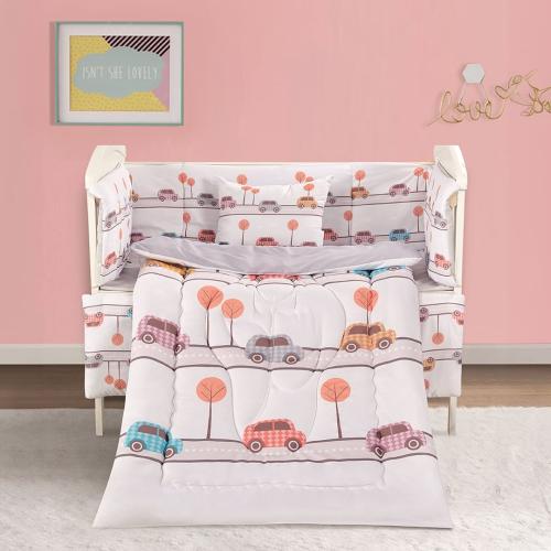 مفرش موآليد بحواجز 5 قطع - لارك - أبيض - رصاصي