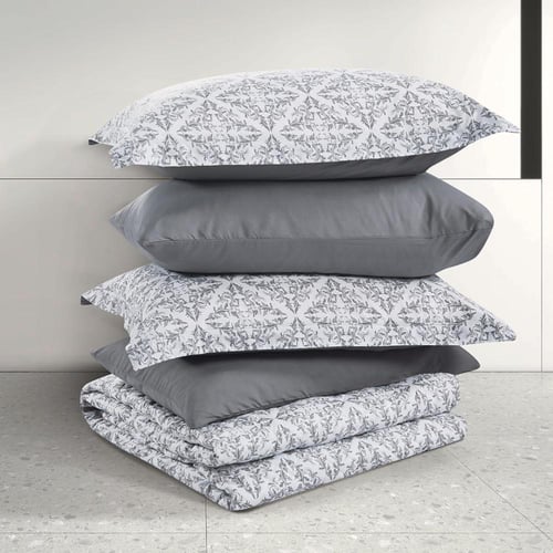 مفرش صيفي مزدوج حشوة مضغوطه 6 قطع - لونيا - ابيض -...