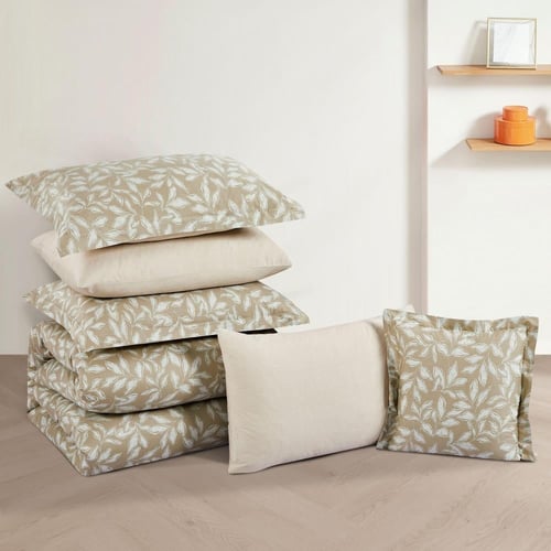 مفرش قطن صيفي مقاس كوين 8 قطع - نوفارين -بيج غامق...