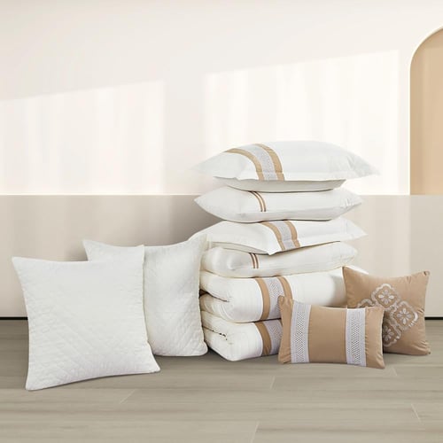 مفرش صيفي مزدوج مطرز فاخر 12 قطعة - لوسو - سكري