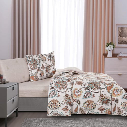 مفرش قطن صيفي مفرد ونص 4 قطع - فاليريا - كريمي - ب...