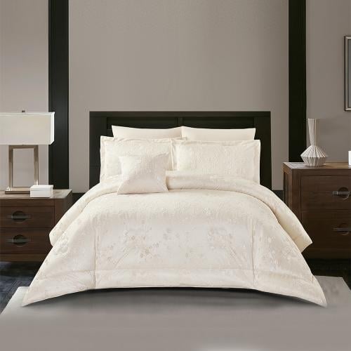 مفرش صيفي مزدوج جاكار 7 قطع - سيرينا - بيج فاتح