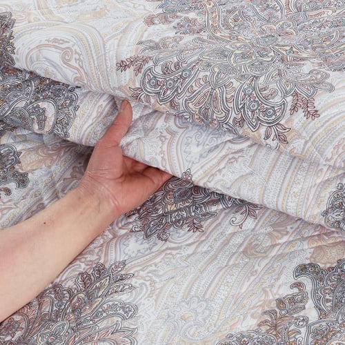 مفرش صيفي مزدوج حشوة مضغوطه 6 قطع - لونيا - كريمي...