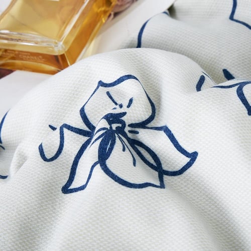 مفرش صيفي مفرد ونص 4 قطع - ليتون - كريمي - أزرق غا...