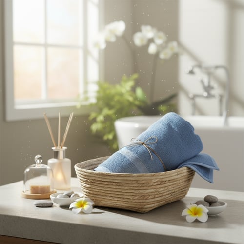 منشفة قطن - روماريسا - مقاس وسط - 70*140 - سماوي