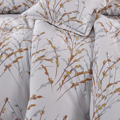 مفرش قطن صيفي مزدوج 8 قطع - افاليون -رصاصي - اصفر