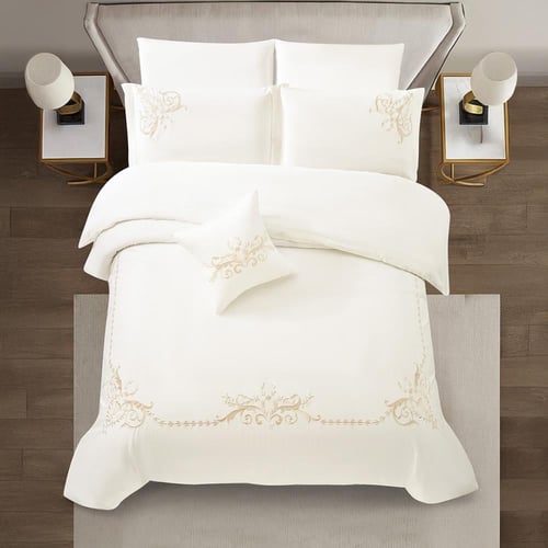 مفرش قطن مطرز حشوة متحركة صيفي مزدوج 9 قطع - لينوف...