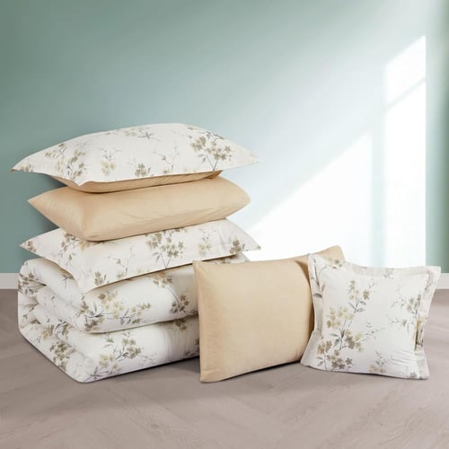 مفرش قطن صيفي مقاس كوين 8 قطع - نوفارين - سكري - ب...