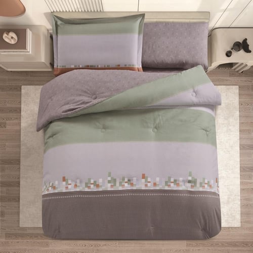 مفرش صيفي مفرد ونص 4 قطع - ليتون -رمادي - رصاصي -...