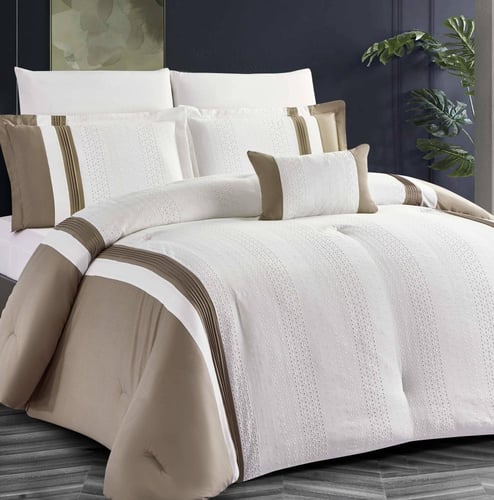 مفرش صيفي مزدوج مطرز مزين بالدانتيل 7 قطع - بولكير...