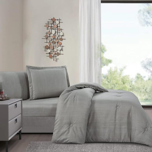 مفرش صيفي مفرد ونص 4 قطع - ليتون - رمادي