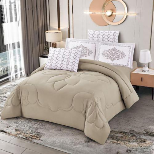 مفرش صيفي مزدوج 6 قطع - روزامير- بيج غامق