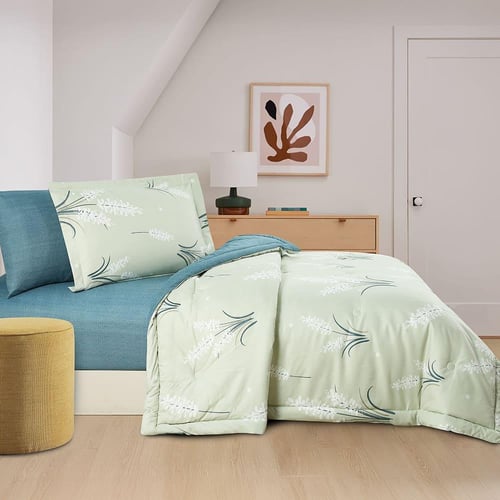 مفرش صيفي مفرد ونص 4 قطع - ليتون - أخضر فاتح - كحل...