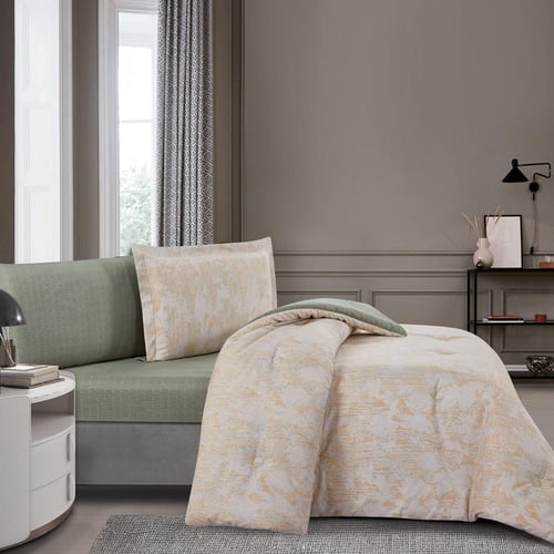 مفرش صيفي مفرد ونص 4 قطع - ليتون - بيج - اخضر