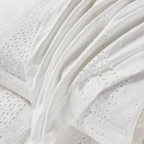 مفرش صيفي مزدوج مطرز مزين بالدانتيل 7 قطع - بولكير...