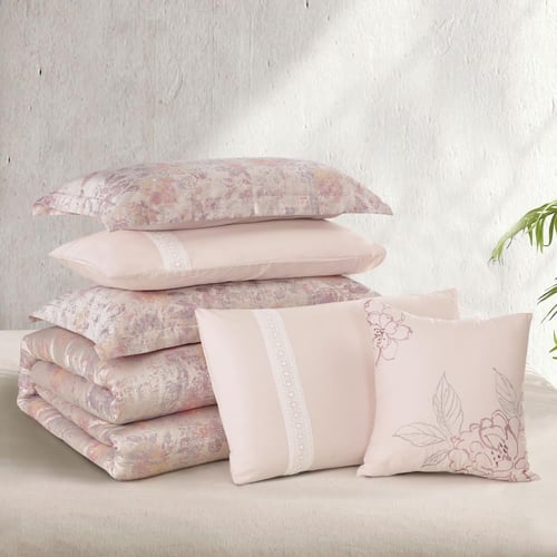 مفرش صيفي كوين تنسيل قطن 300 غرزة + مخدة هدية