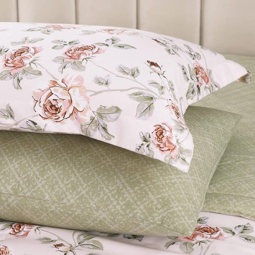 مفرش صيفي مفرد ونص 4 قطع - ليتون - كريمي - أخضر -...