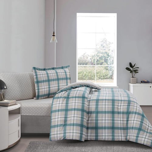 مفرش صيفي مفرد ونص 4 قطع - ليتون - رصاصي - اخضر