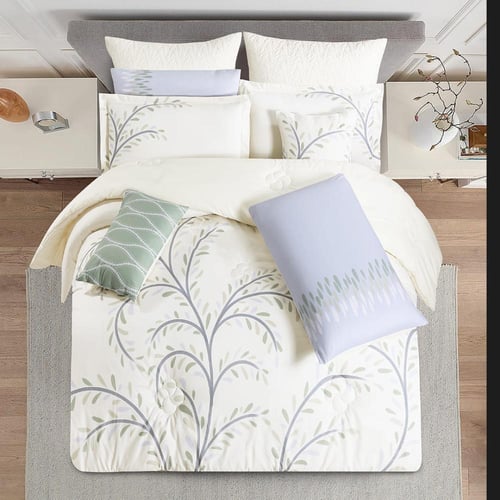 مفرش صيفي مقاس كوين 12 قطعة - كلاريس - سكري غامق