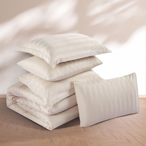 مفرش فندقي مفرد ونص 4 قطع - سليب - بيج