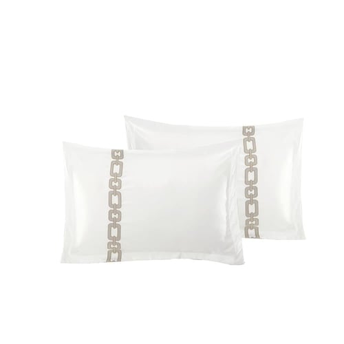 مفرش فندقي مزدوج مطرز 7 قطع - فاي  - رمادي غامق