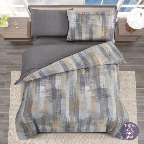 مفرش قطن صيفي مفرد ونص 4 قطع - فاليريا - رصاصي - ر...