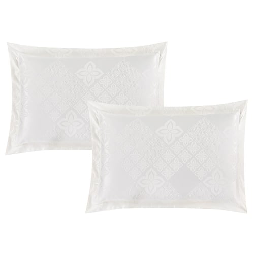 مفرش صيفي مزدوج جاكار 7 قطع - بيوني - أبيض