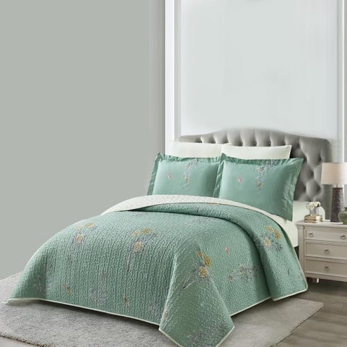 مفرش صيفي كوين مضغوط 4 قطع - حشوة مضغوطة خفيفة - م...